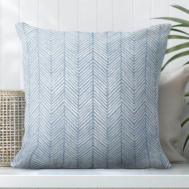 Blue Coastal Chevron Throw Pillow (Add one of Totally Coast's stunning Blue Decorative Pillows to your sofa for a coastal resort look.)