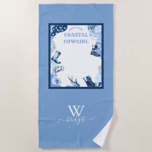 blue coastal cowgirl  beach towel