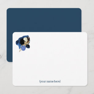 Blue coastal floral Japandi all occasion blank Card