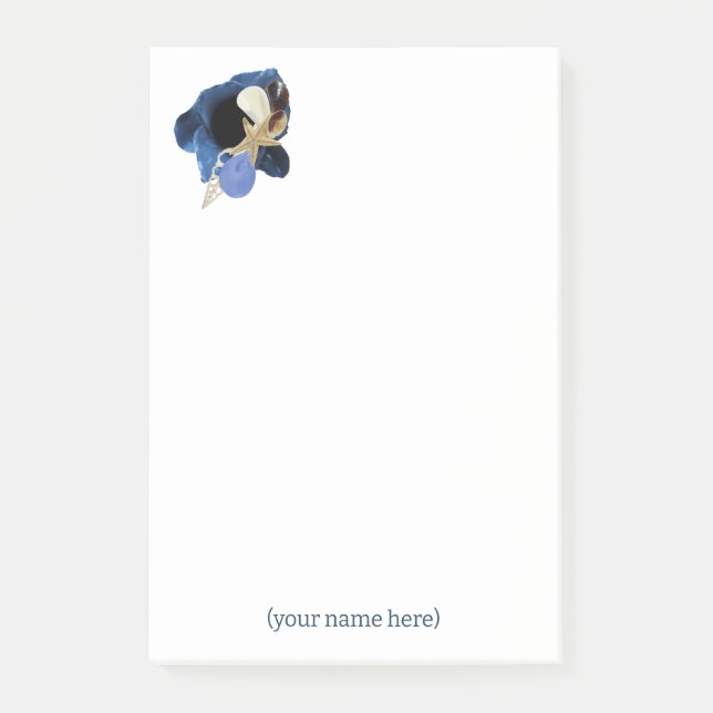 Blue coastal floral Japandi all occasion blank Post-it Notes (Front)