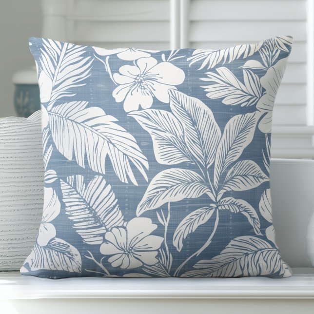 Blue Coastal Flower Decorative Pillow (Creator Uploaded)