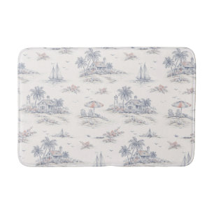 Blue Coastal French Toile Bath Mat