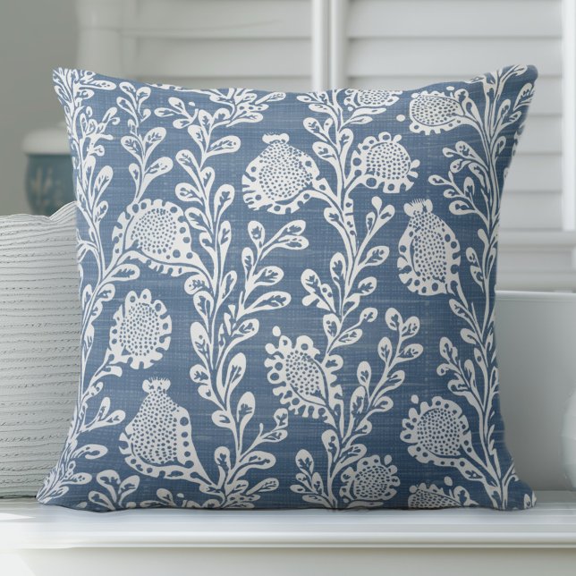 Blue Coastal Hamptons Throw Pillow (Creator Uploaded)