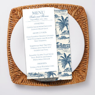 Blue Coastal Hand Drawn Wedding Menu