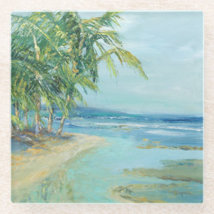Blue Coastal Lagoon Glass Coaster