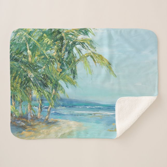 Blue Coastal Lagoon Sherpa Blanket (Front (Horizontal))