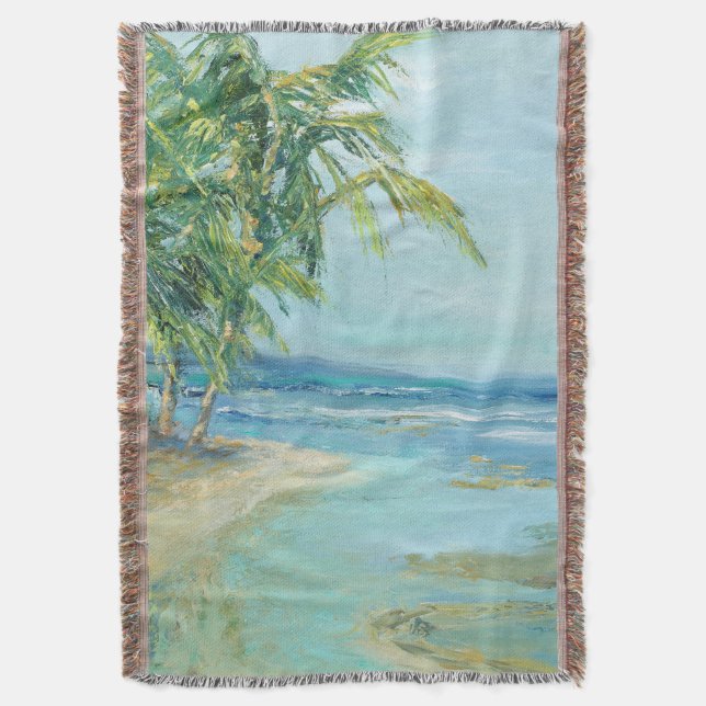 Blue Coastal Lagoon Throw Blanket (Front Vertical)