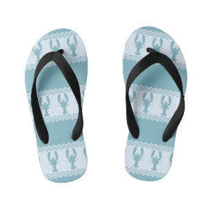 Blue Coastal Lobster Stripes Kid's Jandals