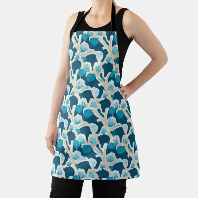 Blue Coastal Pattern Apron (Insitu)