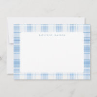 Blue Coastal Plaid Pattern Monogram