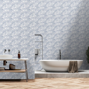 Blue Coastal SeaShell Watercolor Peel and Stick Wallpaper