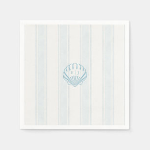 Blue Coastal Seashell Wedding  Napkin
