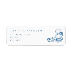 Blue Coastal Shells Wedding Return Address
