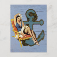 blue coastal ship and anchor pool party girl