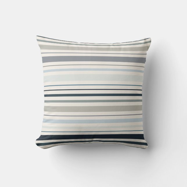 Blue Coastal Stripes Cushion (Front)