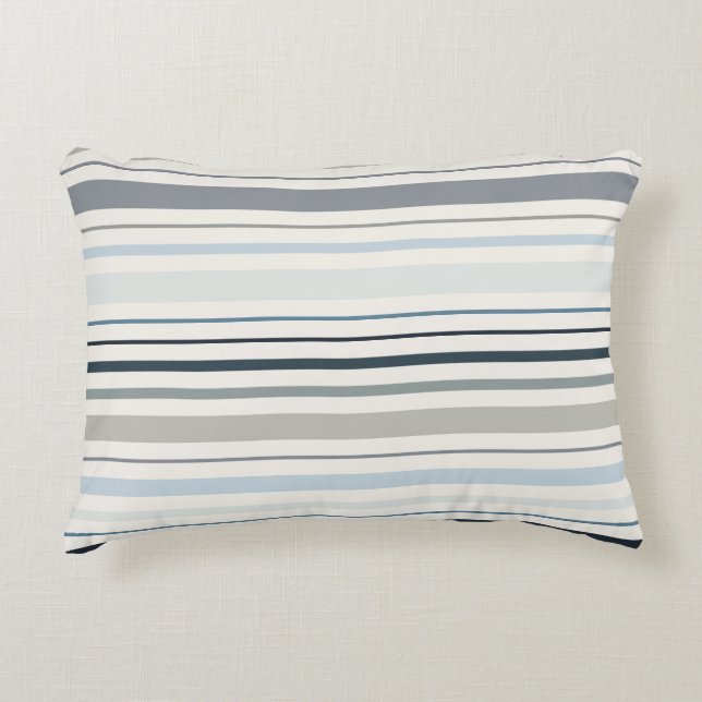 Blue Coastal Stripes Decorative Cushion (Front)