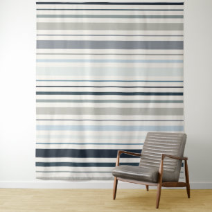 Blue Coastal Stripes Tapestry