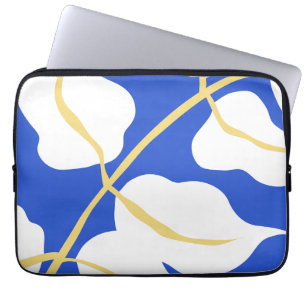 Blue coastal summer print leaf  laptop sleeve