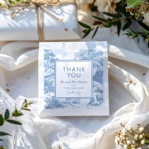 Blue Coastal Toile Wedding Thank you card Favour Bags