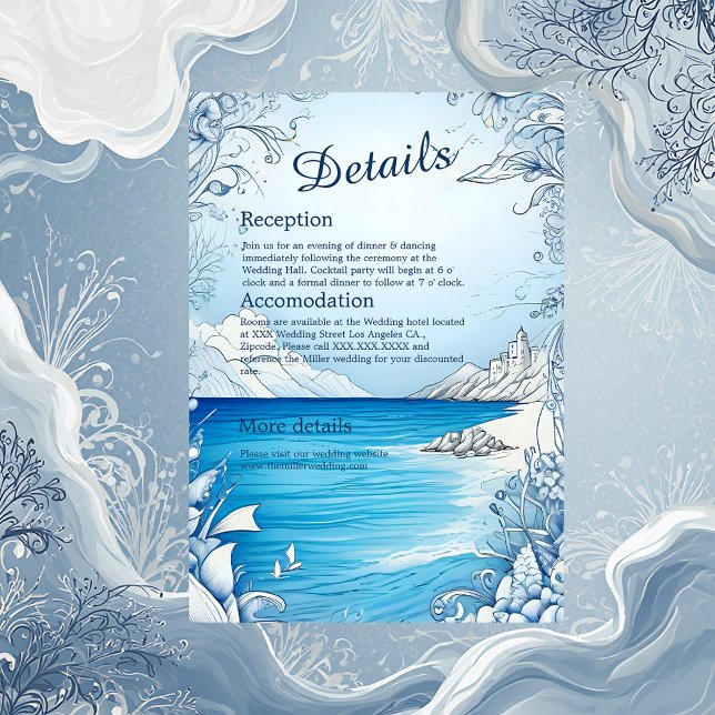 blue coastal vibe wedding enclosure card (Creator Uploaded)
