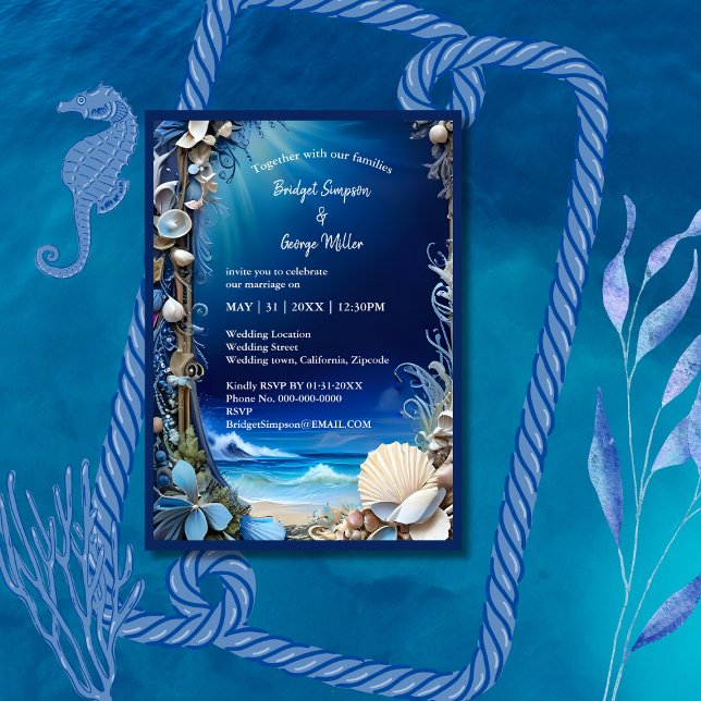 blue coastal vibe wedding Invitation (Creator Uploaded)