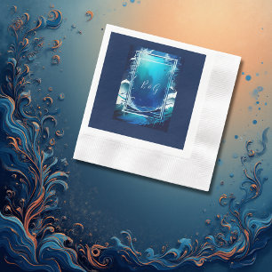 blue coastal vibe wedding napkin