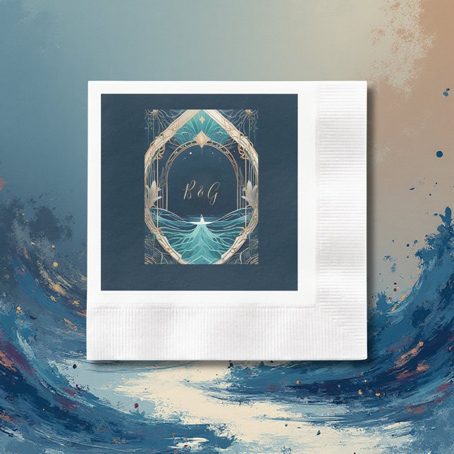 blue coastal vibe wedding napkin (Creator Uploaded)