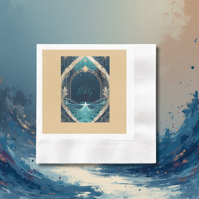 blue coastal vibe wedding napkin (Creator Uploaded)