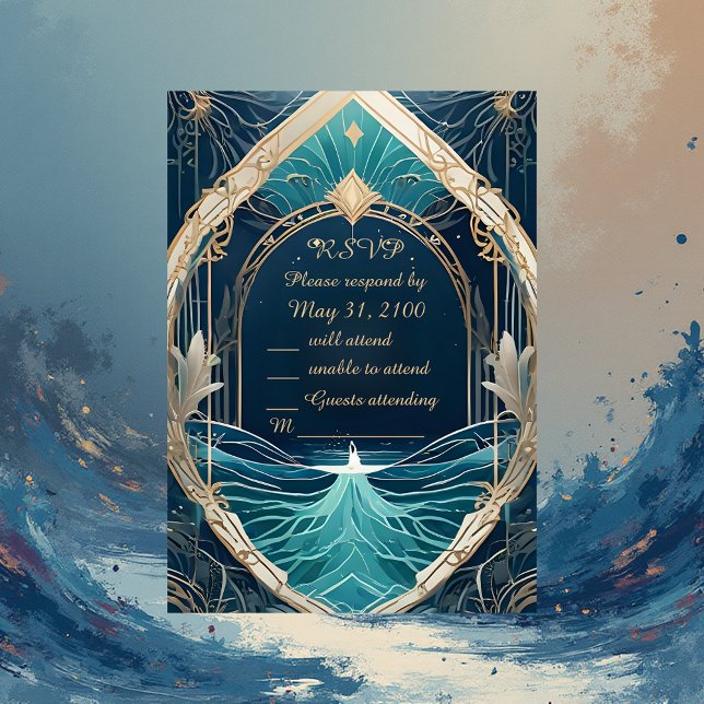blue coastal vibe wedding rsvp card (Creator Uploaded)