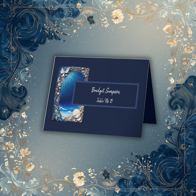 blue coastal vibe Wedding seating card (Creator Uploaded)