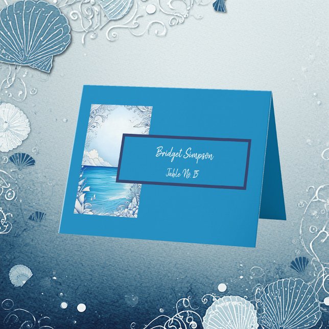blue coastal vibe Wedding seating card (Creator Uploaded)