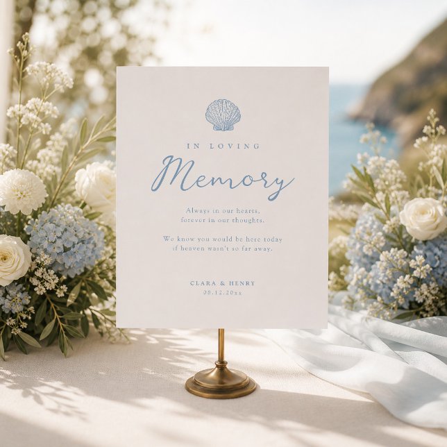 Blue Coastal Wedding Memorial Table Sign (Creator Uploaded)