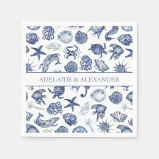 Blue Coastal Wedding Paper Napkin