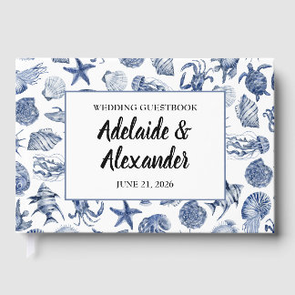 Blue Coastal Wedding Reception Guest Book
