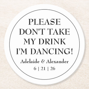 Blue Coastal Wedding Round Paper Coaster