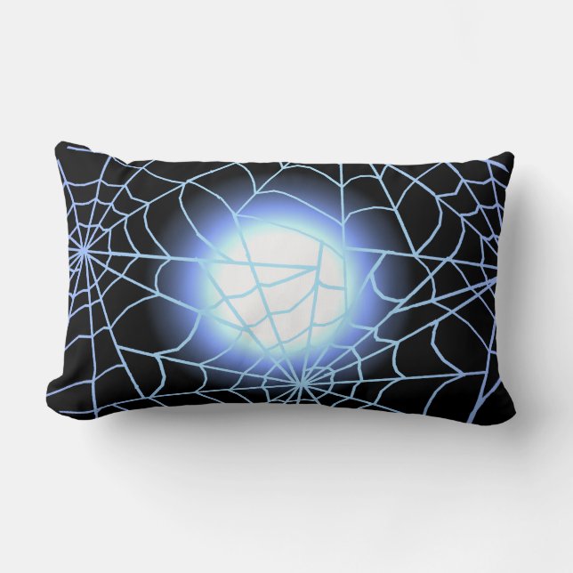 Blue Cobwebs Against a Full Moon Lumbar Cushion (Front)