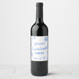 Blue Cocktail Bachelorette Party Wine Labe Label