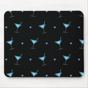 Blue Cocktail Martini Glass Mouse Pad