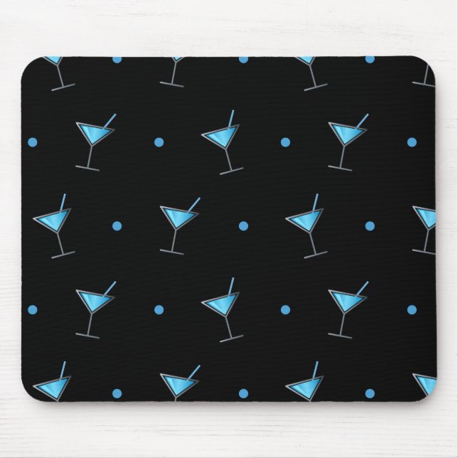 Blue Cocktail Martini Glass Mouse Pad (Front)