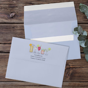 Blue Cocktail Party Return Address Custom Envelope