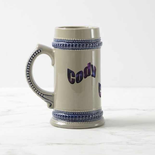 Blue Cody Name Logo, Beer Stein (Left)