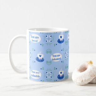 Blue Coffe-cup Themed Affirmations Mug