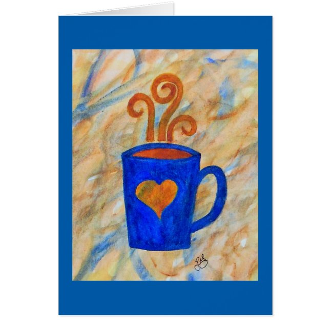 Blue coffee mug with heart watercolor (Front)