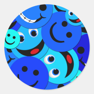BLUE COLLAGE CLASSIC ROUND STICKER
