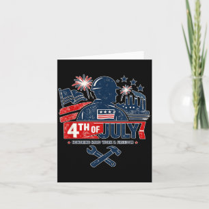 Blue Collar 4th Of July Aamerican Worker Patriotic Card