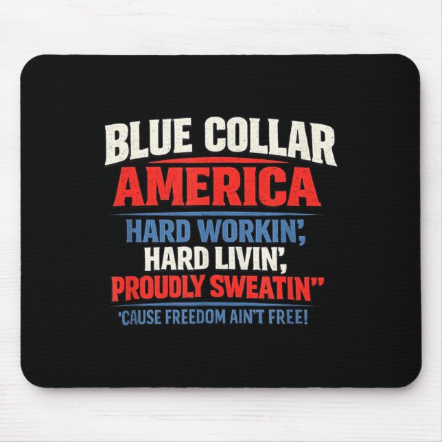 Blue Collar Aamerica Flying Bisonrel Patriotic 4th Mouse Pad (Front)