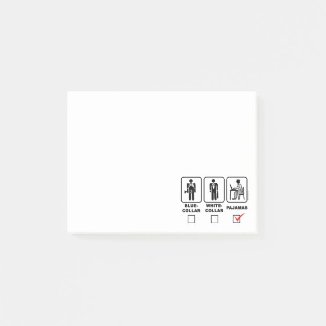 Blue-collar,white-collar or pyjamas post-it notes (Front)