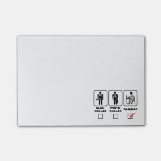 Blue-collar,white-collar or pyjamas post-it notes