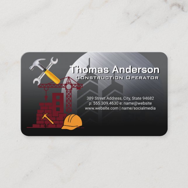 Blue Collar Worker | Construction | Engineer Business Card (Front)