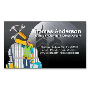 Blue Collar Worker Construction Tools Magnetic Business Card